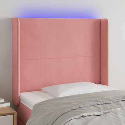 vidaXL Čelo postele s LED ružové 93x16x118/128 cm zamat