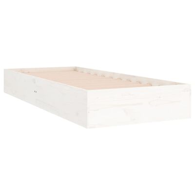 vidaXL Posteľný rám, biely, drevený masív 90x190 cm, jednolôžko