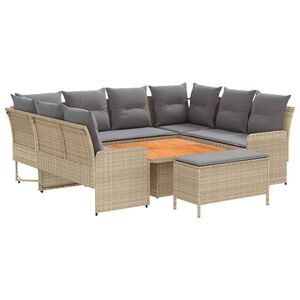 vidaXL Sady n&aacute;bytku s vank&uacute;&scaron;om 7 pcs Beige a svetlo &scaron;ed&aacute; PE ratan