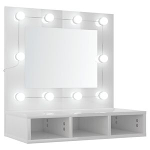 vidaXL Zrkadlov&aacute; skrinka s LED leskl&aacute; biela 60x31,5x62 cm