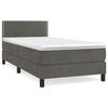 vidaXL Posteľn&yacute; r&aacute;m boxspring s matracom tmavosiv&yacute; 80x200 cm zamat