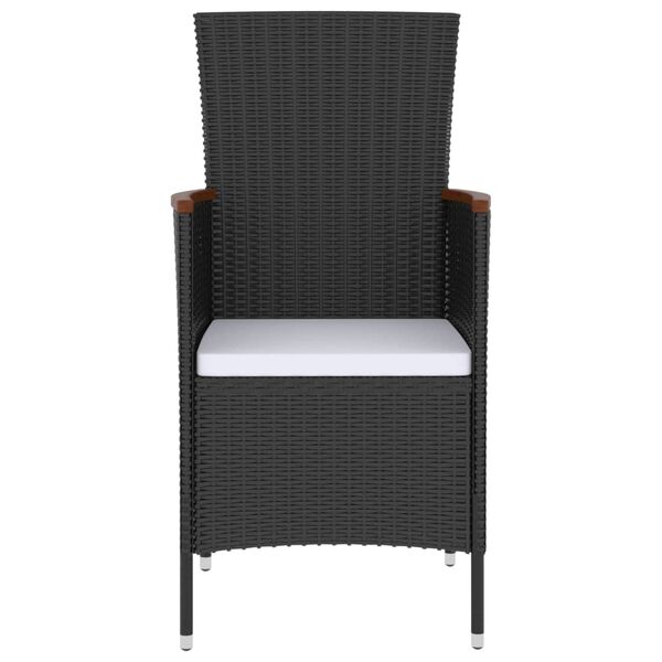 vidaXL 5-dielna vonkaj&scaron;ia jed&aacute;lensk&aacute; s&uacute;prava+podložky,polyratan,čierna