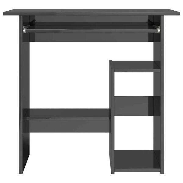 vidaXL Písací stôl, lesklý sivý 80x45x74 cm, drevotrieska