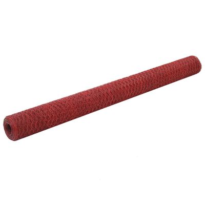 vidaXL Drôtené pletivo, oceľ potiahnutá PVC 25x1,5 m, červené