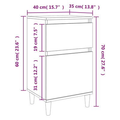 vidaXL Nočný stolík lesklý biely 40x35x70 cm