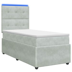 vidaXL LED boxspring posteľ s matracom Svetlosiv&aacute; 90 x 190 cm Zamat