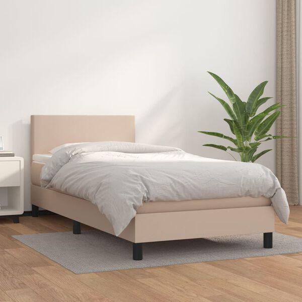 vidaXL Boxspring posteľ s matracom kapučínová 90x200 cm umelá koža