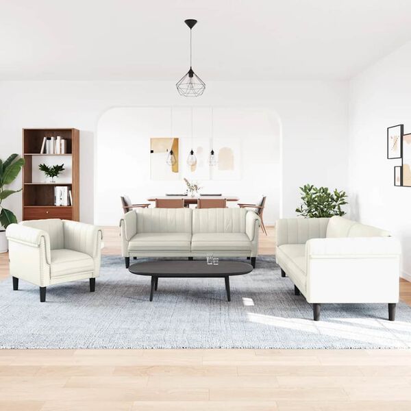 vidaXL 3-dielna sedacia s&uacute;prava kr&eacute;mov&aacute; zamat