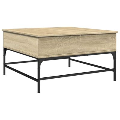 vidaXL Konferenčný stolík, dub sonoma 80x80x45cm, kompozitné drevo+kov