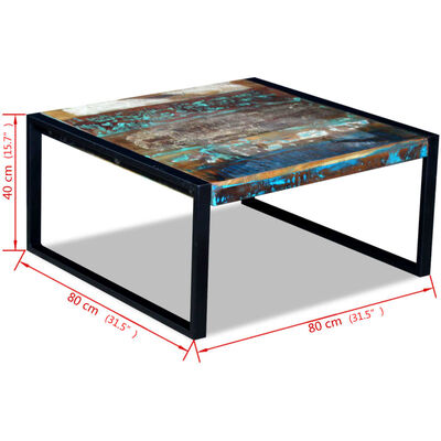 vidaXL Konferenčný stolík, recyklovaný masív 80x80x40 cm