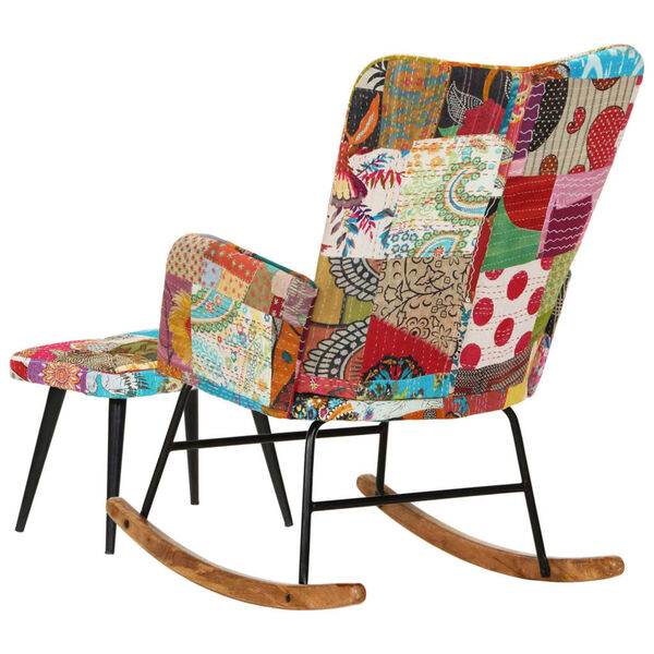 vidaXL Hojdacie kreslo s podnožkou viacfarebn&eacute; vintage pl&aacute;tno