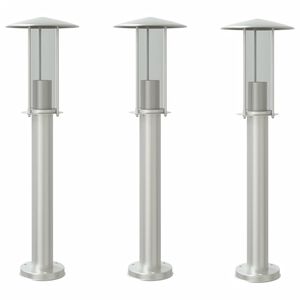 vidaXL Vonkaj&scaron;ie stojace lampy 3 ks strieborn&eacute; 60cm nehrdzavej&uacute;ca oceľ