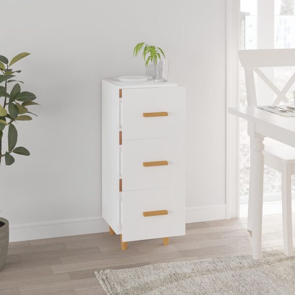 vidaXL Komoda biela 34,5x34x90 cm spracované drevo