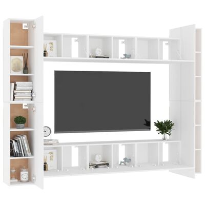 vidaXL 10-dielna súprava TV skriniek biela drevotrieska