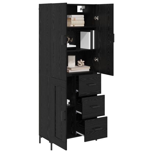vidaXL Highboard Čierny dub 69,5 x 34 x 180 cm Kompozitn&eacute; drevo