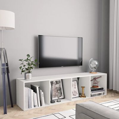 vidaXL Knižnica/TV skrinka, biela 143x30x36 cm