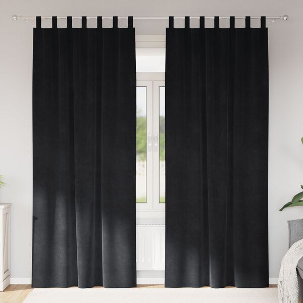 vidaXL Zatemňovacie z&aacute;vesy 2 pcs Čierna 140 x 260 cm Zamat