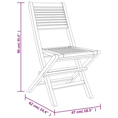 vidaXL Skladacie záhradné stoličky 2 ks 47x62x90 tíkový masív