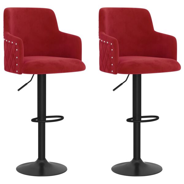 vidaXL Barov&eacute; stoličky 2 ks v&iacute;novo-červen&eacute; zamatov&eacute;
