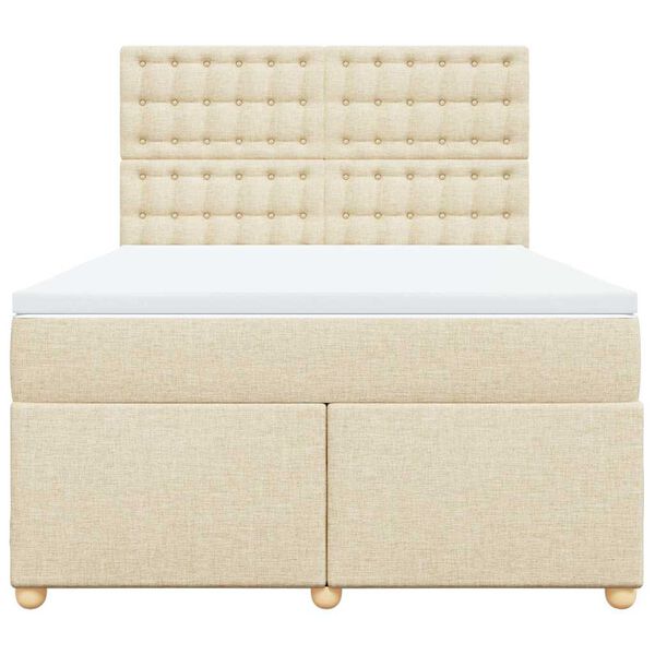 vidaXL Boxspring posteľ s matracom kr&eacute;mov&yacute; 140x190 cm l&aacute;tka
