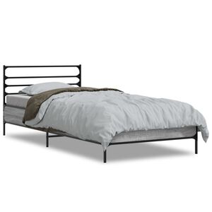 vidaXL Posteľn&yacute; r&aacute;m siv&yacute; sonoma 90x200 cm kompozitn&eacute; drevo a kov