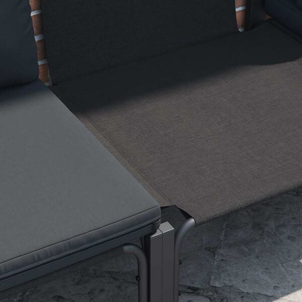 vidaXL S&uacute;prava z&aacute;hradn&yacute;ch pohoviek s vank&uacute;&scaron;om 6 pcs Čierna Oceľ