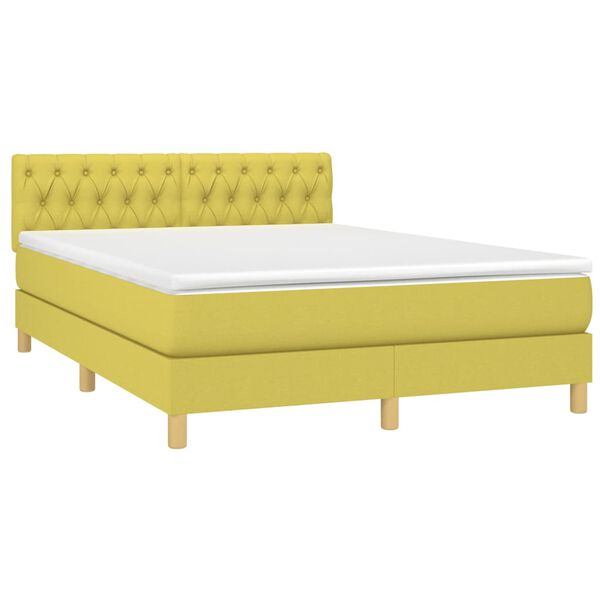 vidaXL Posteľ boxsping s matracom a LED zelen&aacute; 140x200 cm l&aacute;tka