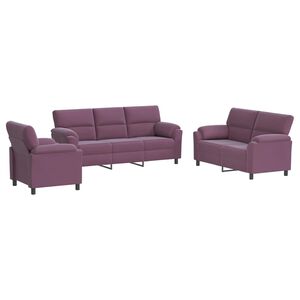 vidaXL Sada pohoviek 3 pcs Fialov&aacute; Zamat