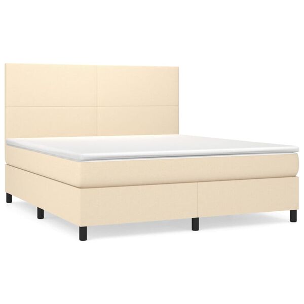 vidaXL Posteľn&yacute; r&aacute;m boxspring s matracom kr&eacute;mov&yacute; 180x200 cm l&aacute;tka