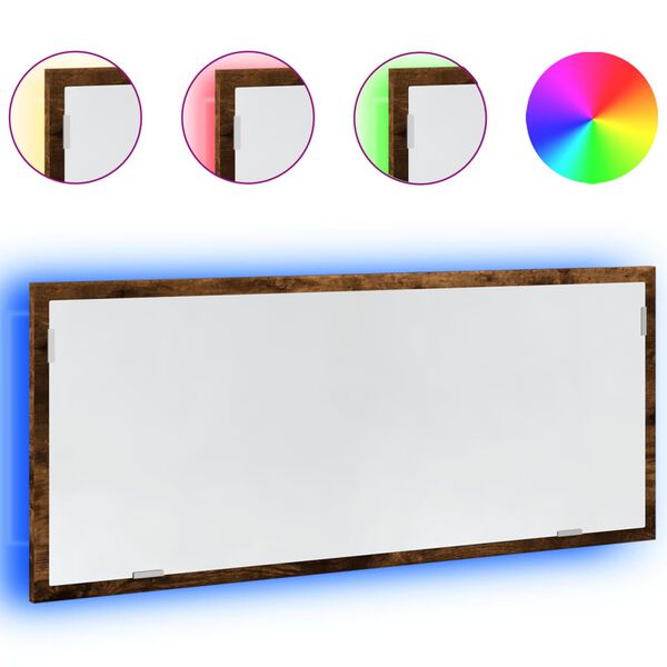 vidaXL LED k&uacute;peľňov&eacute; zrkadlo &uacute;den&yacute; dub 100x8,5x37cm, kompozitn&eacute; drevo