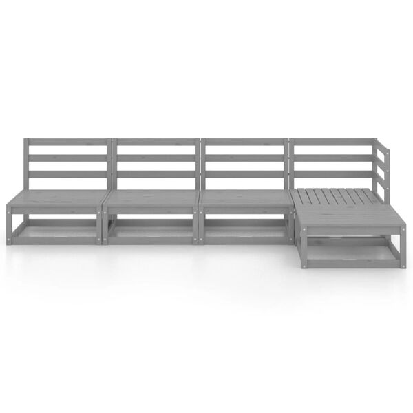 vidaXL 5-dielna z&aacute;hradn&aacute; sedacia s&uacute;prava siv&aacute; borovicov&yacute; mas&iacute;v