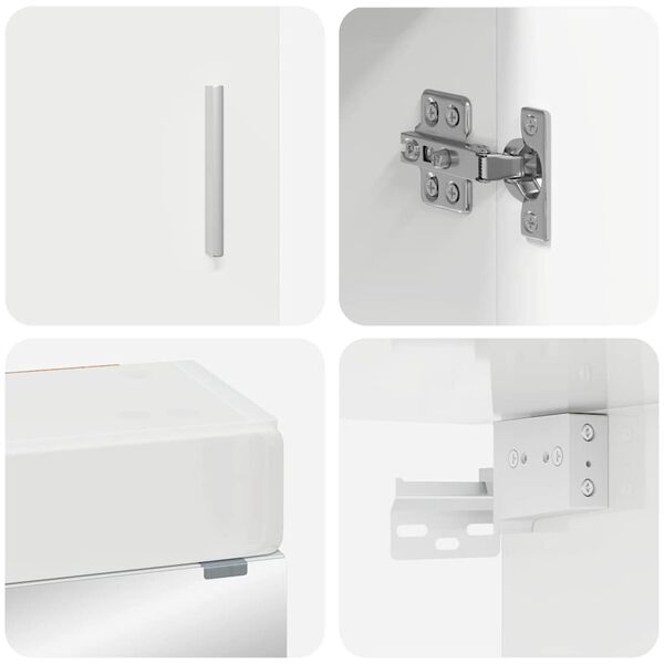 vidaXL Sada k&uacute;peľňov&eacute;ho n&aacute;bytku so z&aacute;suvkou TULUM Vysok&yacute; lesk bielej