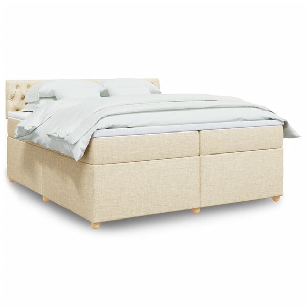 vidaXL Boxspring posteľ s matracom kr&eacute;mov&aacute; 200x200 cm l&aacute;tka