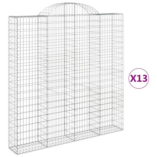 vidaXL Obl&uacute;kov&yacute; gabionov&yacute; k&ocirc;&scaron; 13ks 200x30x200/220cm pozinkovan&eacute; železo