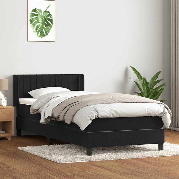 vidaXL Posteľn&yacute; r&aacute;m boxspring s matracom čierny 80x220 cm zamat