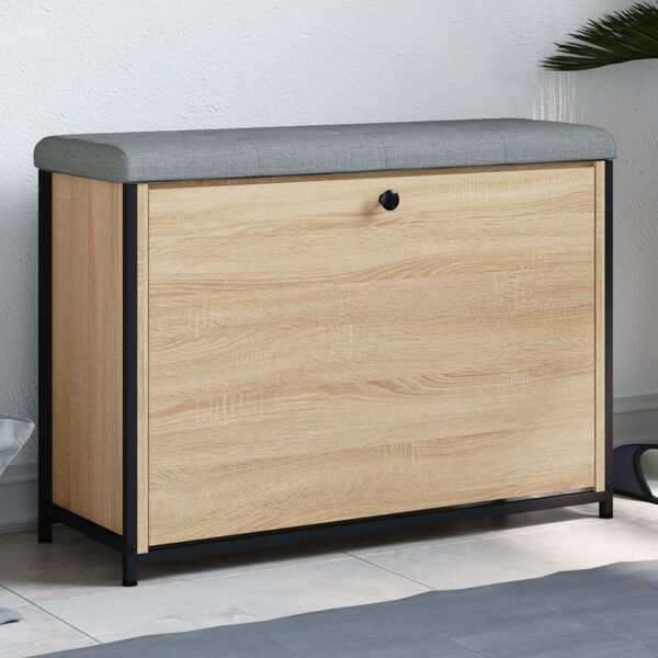 vidaXL Lavička na top&aacute;nky s vykl&aacute;pacou z&aacute;suvkou dub sonoma 82x32x56 cm