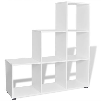 vidaXL Regál na knihy/policový regál v tvare schodov 107 cm, biely