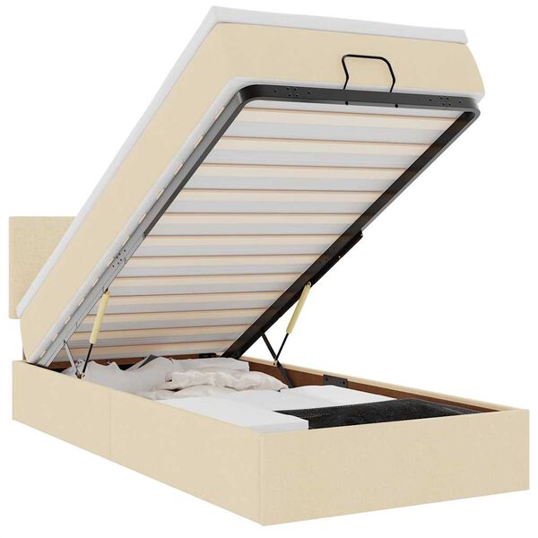 vidaXL Osmanský rám postele s matracom krémová 90x190 cm látka