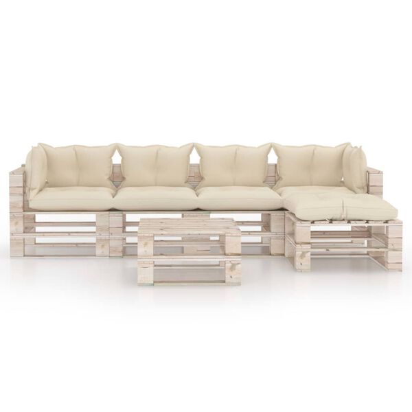 vidaXL 6-dielna z&aacute;hradn&eacute; paletov&aacute; sedacia s&uacute;prava s vank&uacute;&scaron;mi borovica