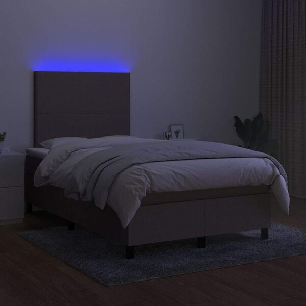 vidaXL Boxspring posteľ s matracom a LED sivohned&aacute; 120x190 cm l&aacute;tka