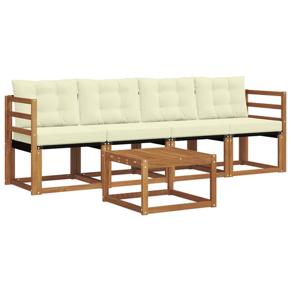 vidaXL Z&aacute;hradn&aacute; s&uacute;prava gaučov s vank&uacute;&scaron;om 5 pcs Pr&iacute;rodn&aacute; a kr&eacute;mov&aacute;