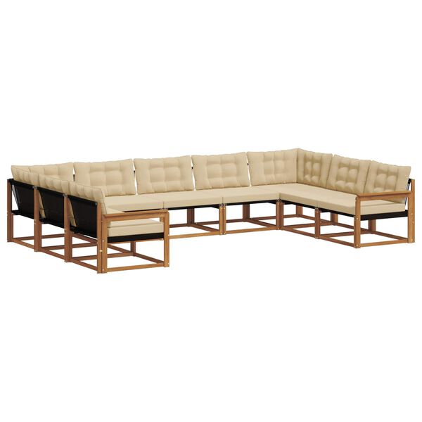 vidaXL Z&aacute;hradn&aacute; s&uacute;prava gaučov s vank&uacute;&scaron;om 9 pcs Pr&iacute;rodn&aacute; a b&eacute;žov&aacute;