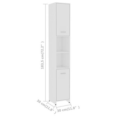 vidaXL Skrinka do kúpeľne, biela 30x30x183,5 cm, kompozitné drevo