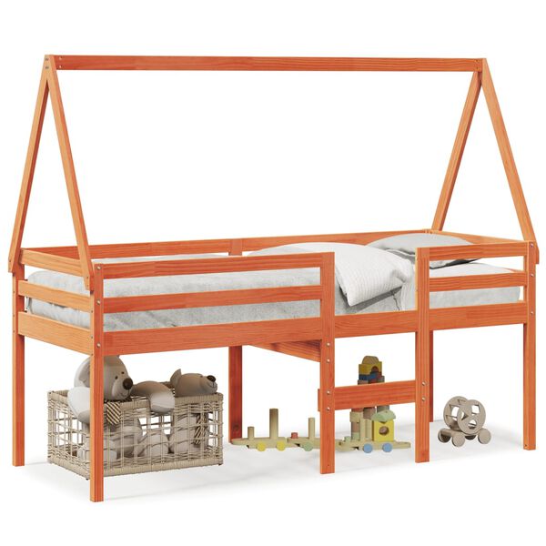 vidaXL Vysoká posteľ so strechou voskovo hnedá 80x200cm borovic. masív