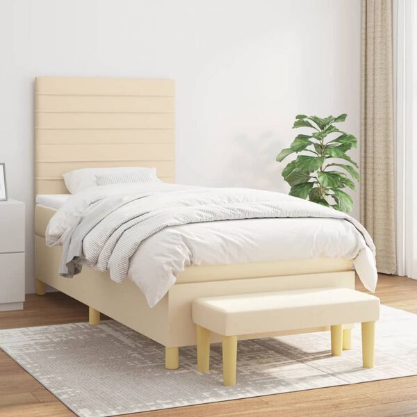 vidaXL Boxspring posteľ s matracom kr&eacute;mov&aacute; 100x200 cm l&aacute;tka
