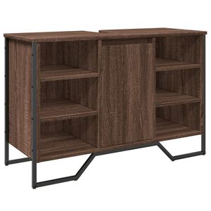 vidaXL Skrinka na um&yacute;vadlo hned&yacute; dub 91x35x60 cm kompozitn&eacute; drevo