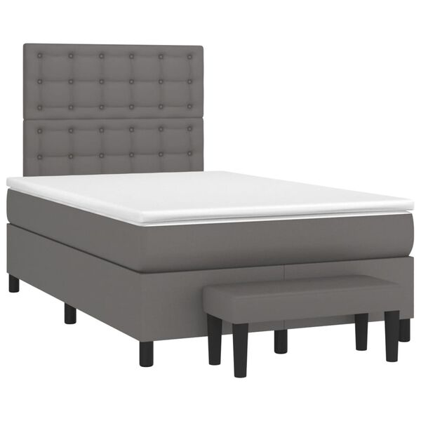 vidaXL Boxspring posteľ s matracom siv&aacute; 120x190 cm umel&aacute; koža