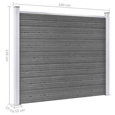 vidaXL Sada plotových panelov WPC 353x146 cm sivá
