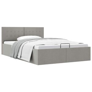 vidaXL Hydraulick&yacute; posteľn&yacute; r&aacute;m s &uacute;ložn&yacute;m priestorom siv&yacute; 140x200 cm l&aacute;tkov&yacute;