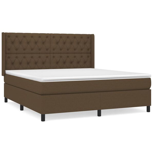 vidaXL Boxspring posteľ s matracom tmavohned&aacute; 160x200 cm l&aacute;tka